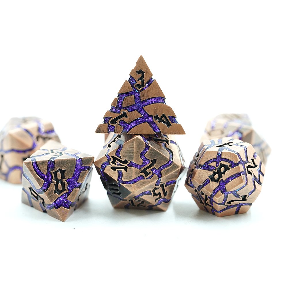 Polyhedral Custom Logo Dungeons And Dragons Cube Dice Game Set Rpg With Colored Glitter Mica Stripe