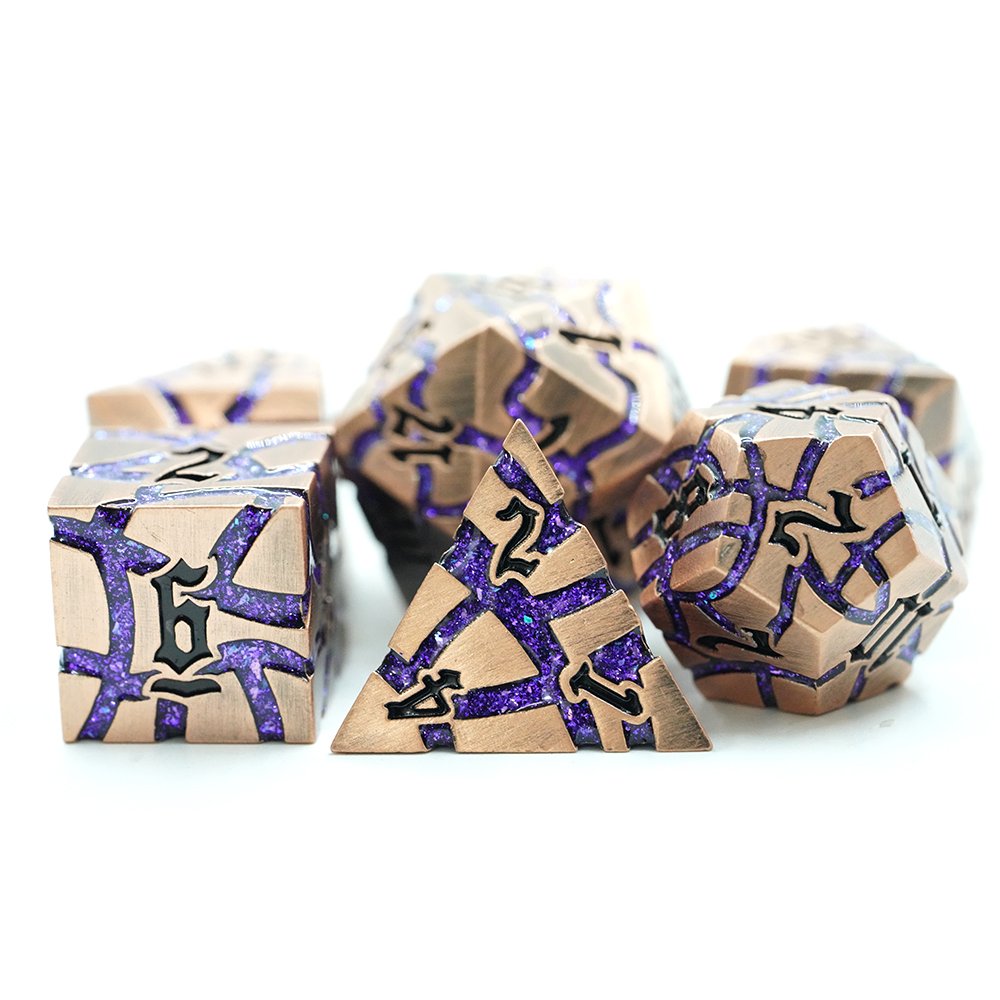 Polyhedral Custom Logo Dungeons And Dragons Cube Dice Game Set Rpg With Colored Glitter Mica Stripe