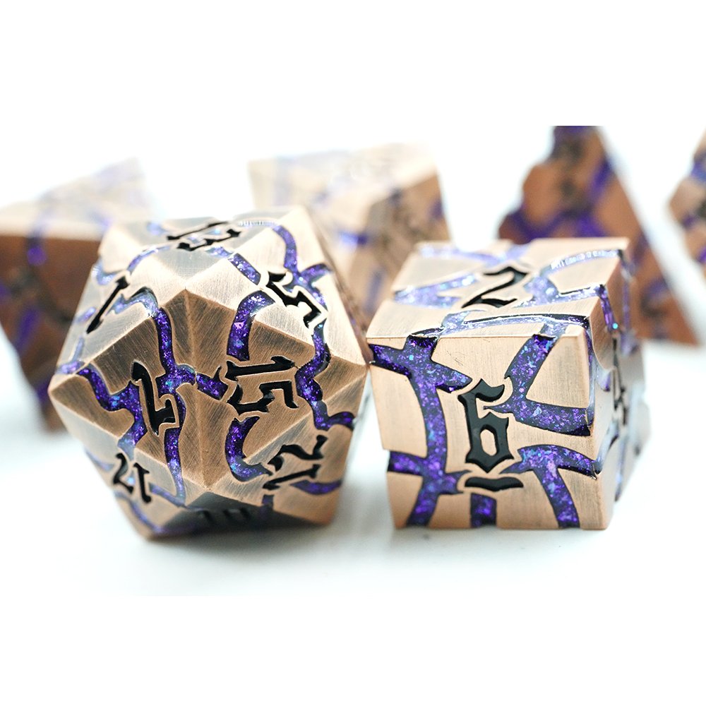 Polyhedral Custom Logo Dungeons And Dragons Cube Dice Game Set Rpg With Colored Glitter Mica Stripe