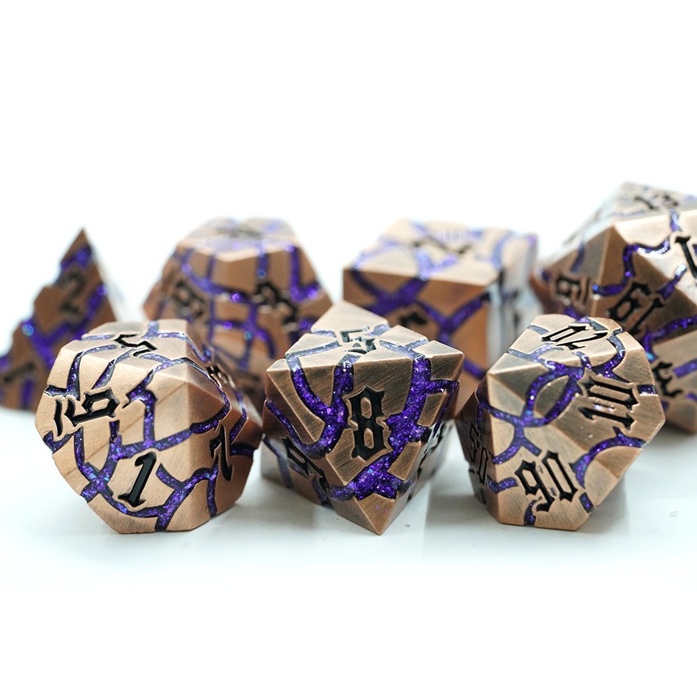 Polyhedral Custom Logo Dungeons And Dragons Cube Dice Game Set Rpg With Colored Glitter Mica Stripe