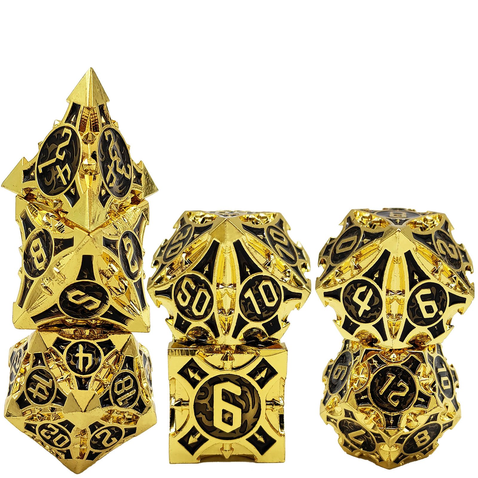 Mini Planet Wholesale RPG Board Games Handmade polyhedral Copper Solid Metal dice set 7pcs Dice Custom Logo for DND MTG Players