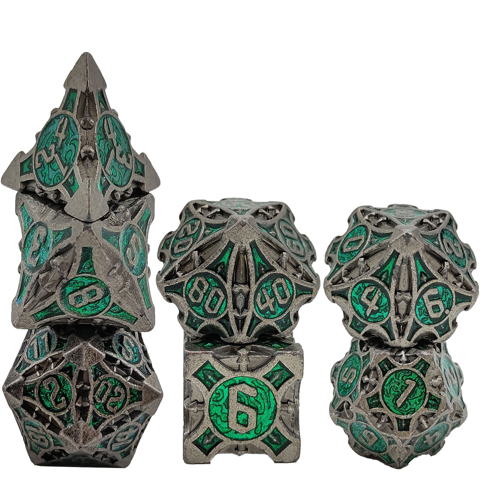Mini Planet Wholesale RPG Board Games Handmade polyhedral Copper Solid Metal dice set 7pcs Dice Custom Logo for DND MTG Players
