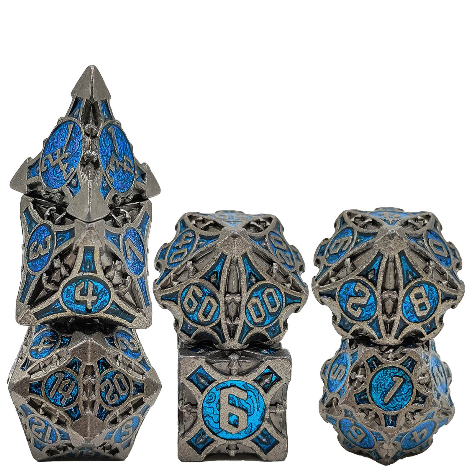 Mini Planet Wholesale RPG Board Games Handmade polyhedral Copper Solid Metal dice set 7pcs Dice Custom Logo for DND MTG Players