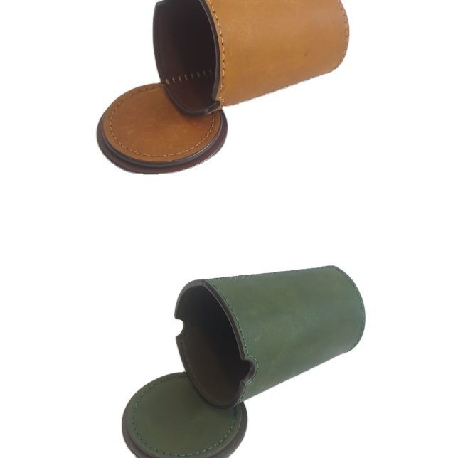 2024 Wholesale Personalized Customer Requirement Logo 100% Genuine Leather Dice Cup Shaker