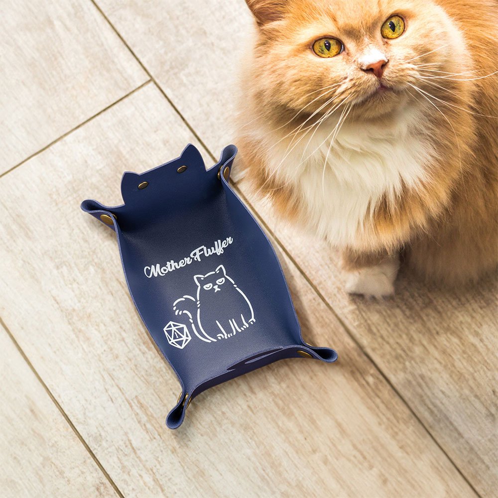 Cute Cat Dice Tray Leather Cat Shape Valet Catchall Tray Dungeons Dragons RPG Games Storage Jewelry Key Desk Organizers Trays