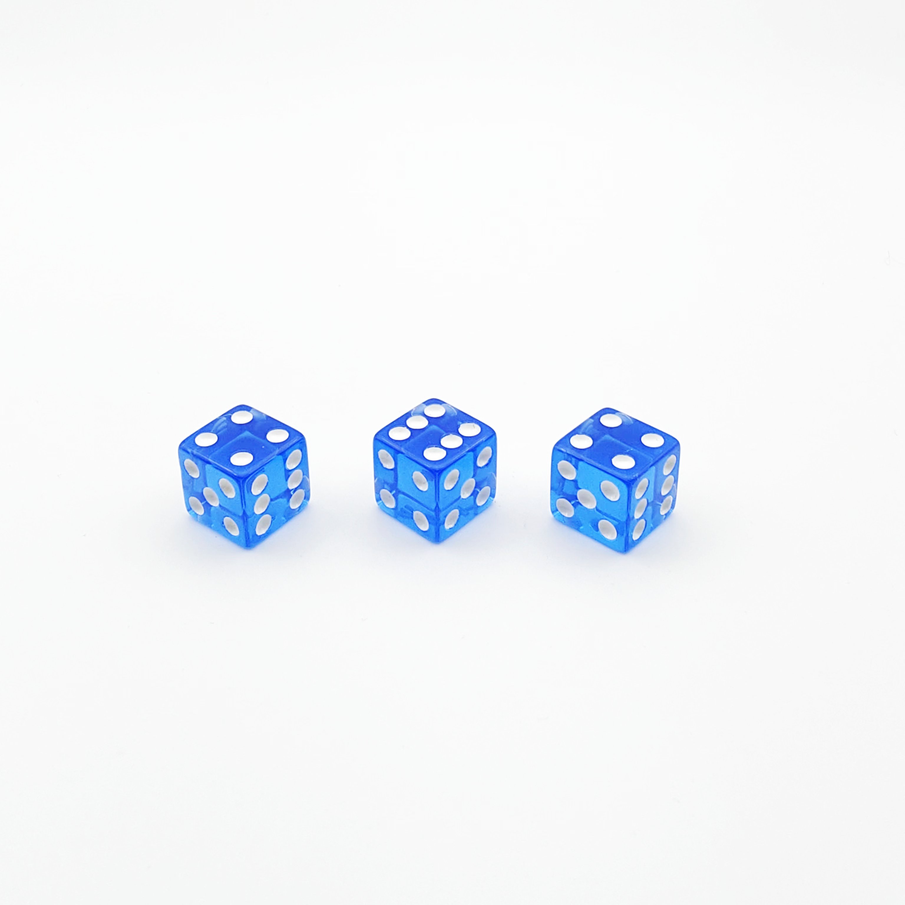 High Quality Professional Custom Design Crystal Blue Acrylic Plastic Resin Logo Dice Printing Casino D6 Point 16mm Dice