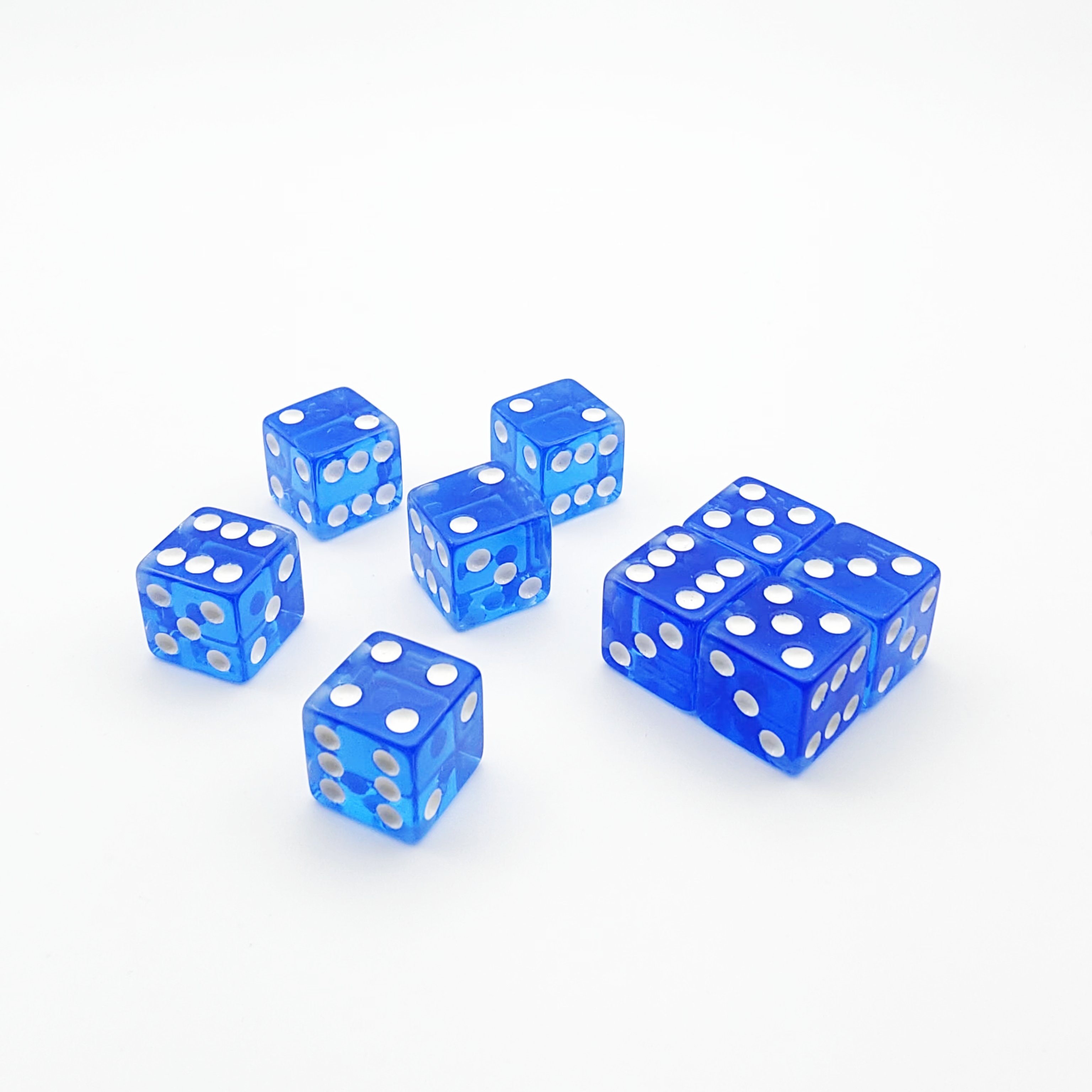 High Quality Professional Custom Design Crystal Blue Acrylic Plastic Resin Logo Dice Printing Casino D6 Point 16mm Dice