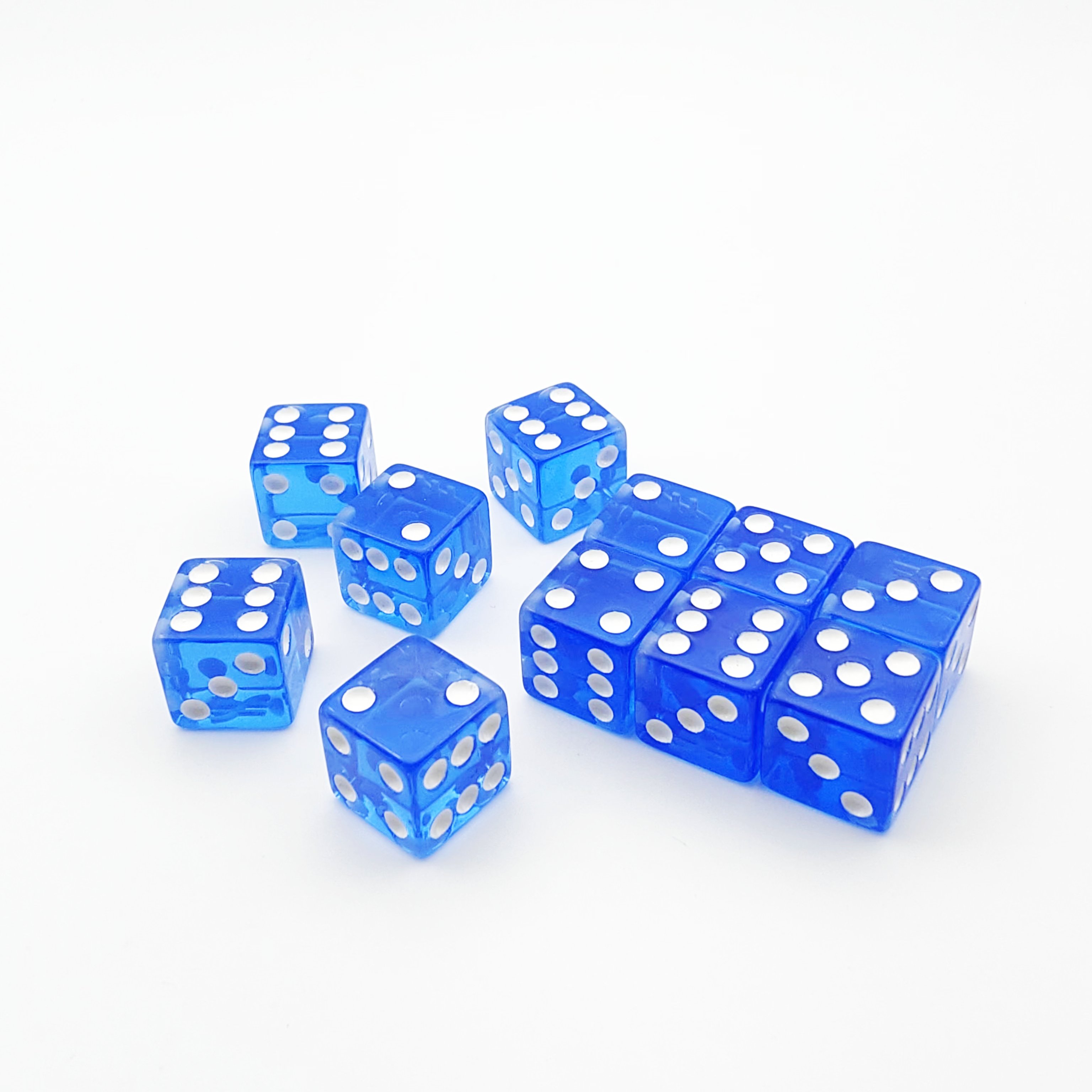 High Quality Professional Custom Design Crystal Blue Acrylic Plastic Resin Logo Dice Printing Casino D6 Point 16mm Dice