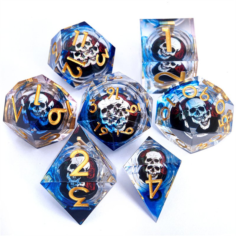 Customized polyhedral Rpg with 7 liquid core DND dice