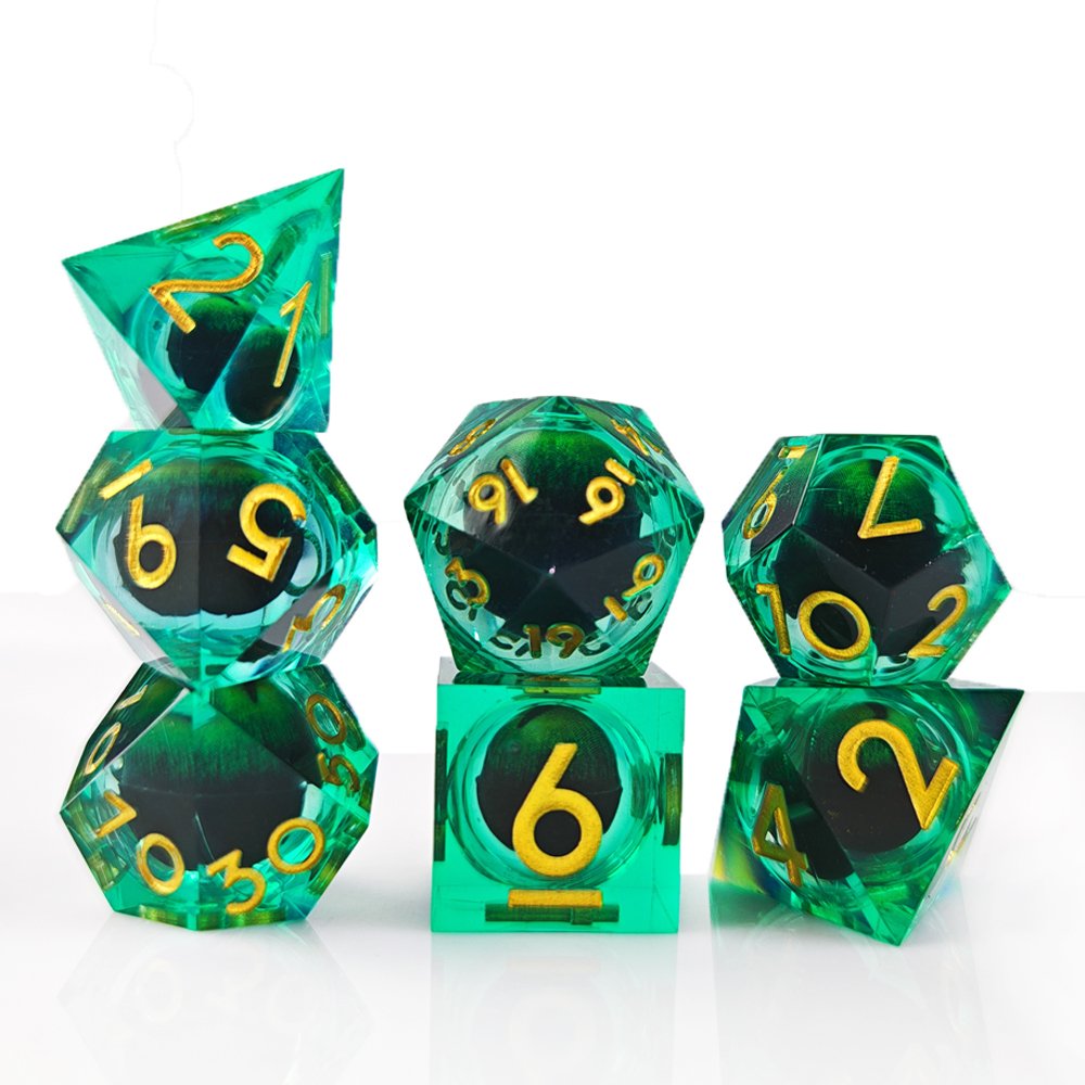 New Liquid Core Dice Set DND RPG Dragon and Dungeon Role-playing Game Dice Custom D&D Resin Sharp Mobile Dragon Eye Dice
