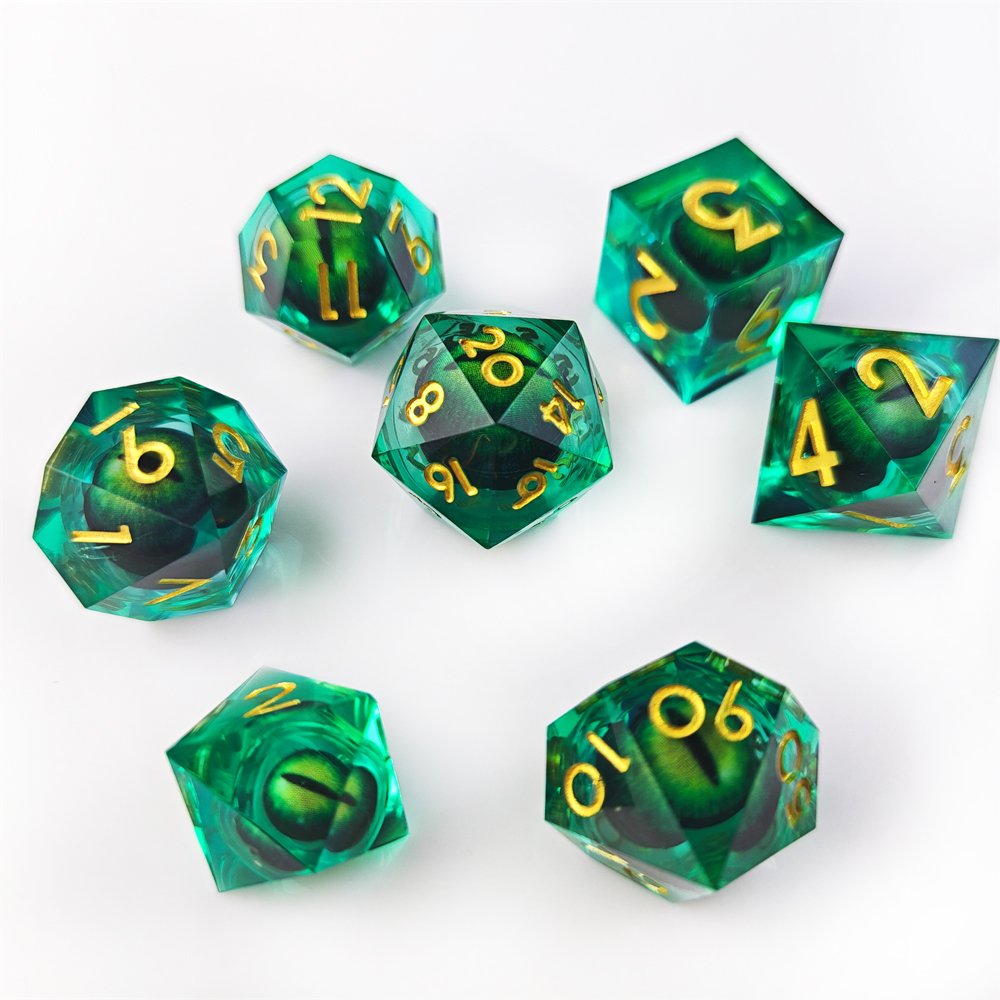 New Liquid Core Dice Set DND RPG Dragon and Dungeon Role-playing Game Dice Custom D&D Resin Sharp Mobile Dragon Eye Dice