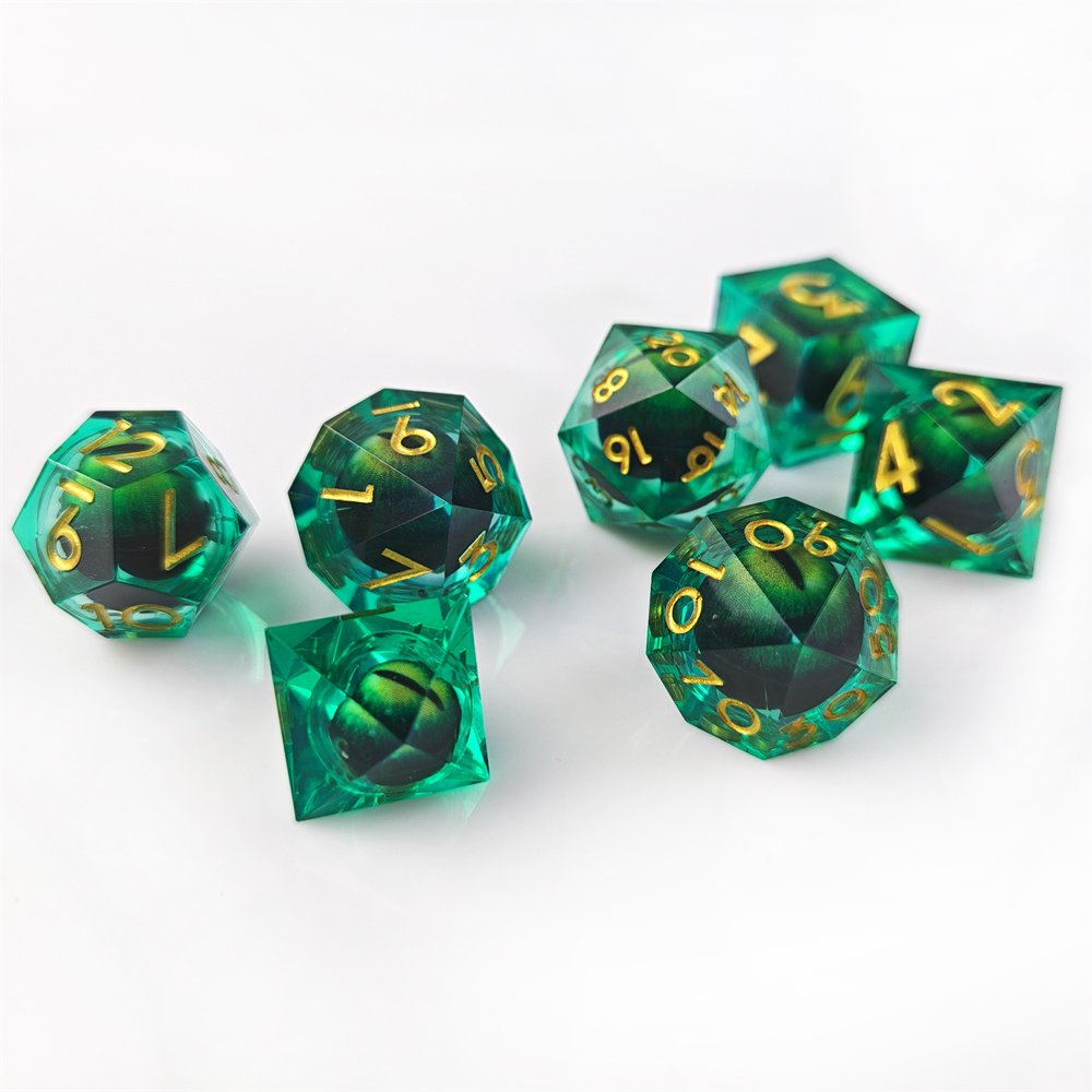 New Liquid Core Dice Set DND RPG Dragon and Dungeon Role-playing Game Dice Custom D&D Resin Sharp Mobile Dragon Eye Dice