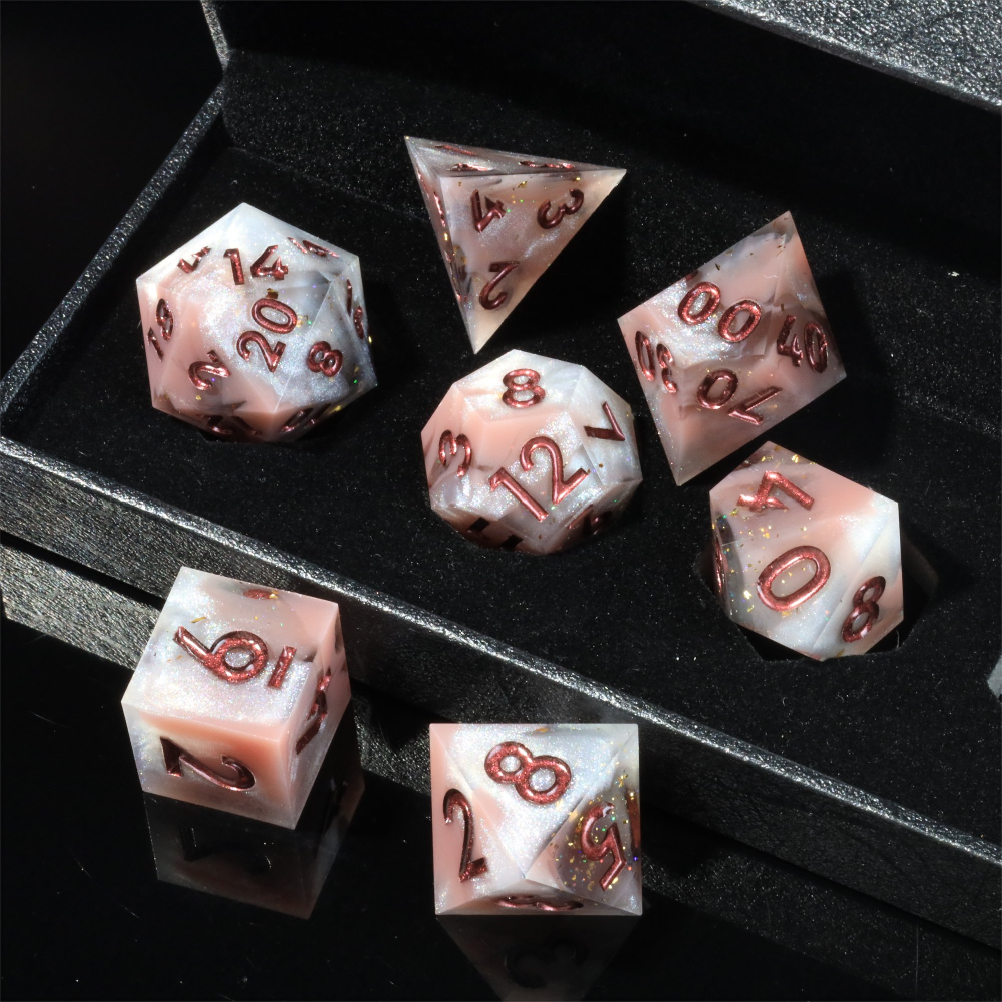 MINI PLANET DND Dice Set Handmade Colored Polyhedral Resin Dice with Sharp Edges For TRPG Games Custom DND Dice Set and D6 D20