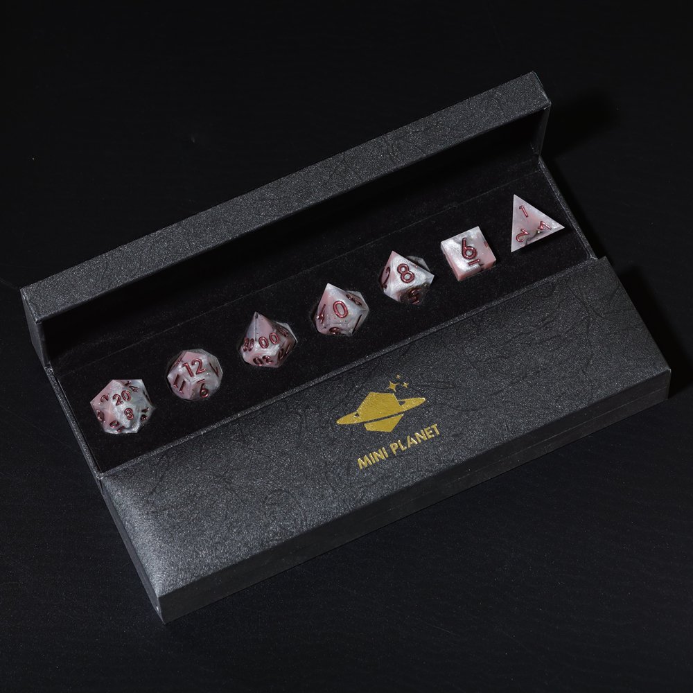 MINI PLANET DND Dice Set Handmade Colored Polyhedral Resin Dice with Sharp Edges For TRPG Games Custom DND Dice Set and D6 D20