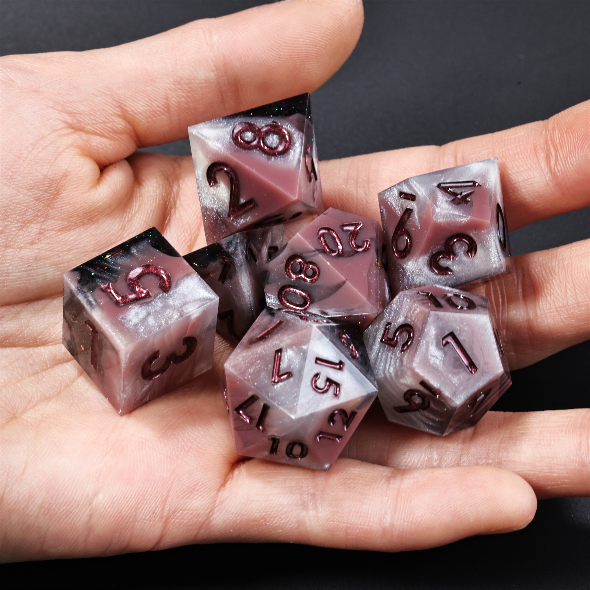 MINI PLANET DND Dice Set Handmade Colored Polyhedral Resin Dice with Sharp Edges For TRPG Games Custom DND Dice Set and D6 D20