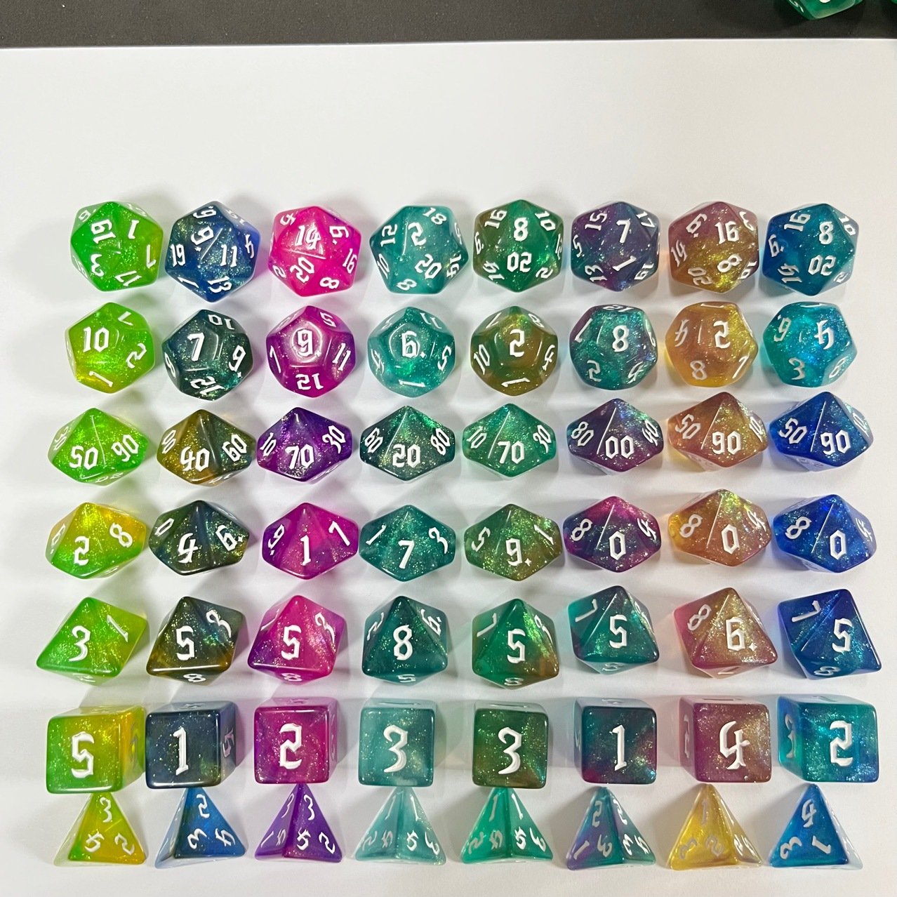 7PCS Polyhedral Dice Double-Colors Polyhedral Game Dice for D20 D12 D10 D8 D6 D4 Family Party Kids Table Game