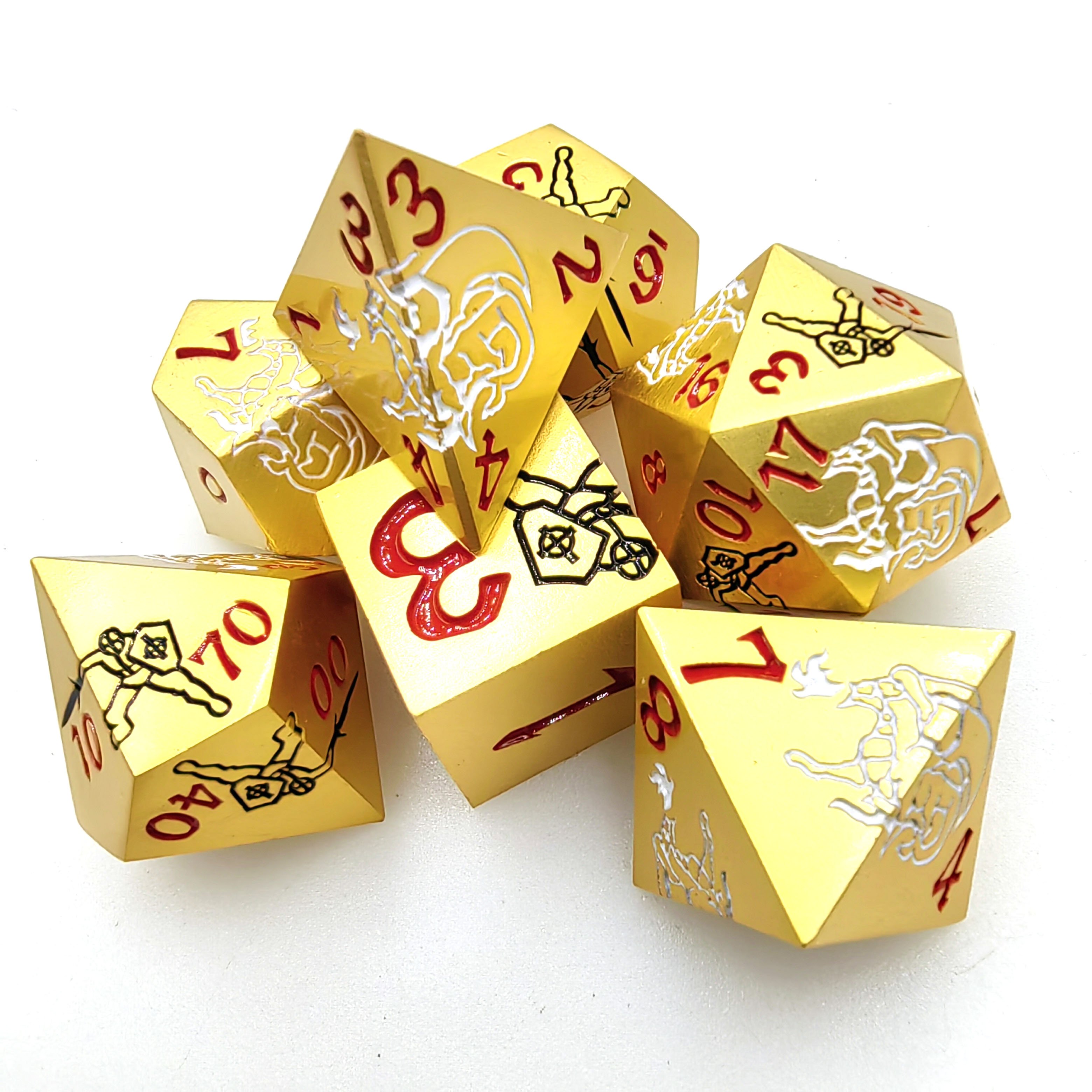 DND Metal Dice Set Polyhedral Dice Set for DND Dungeons and Dragons Warhammer RPG Role Playing Games Dragon and the Brave