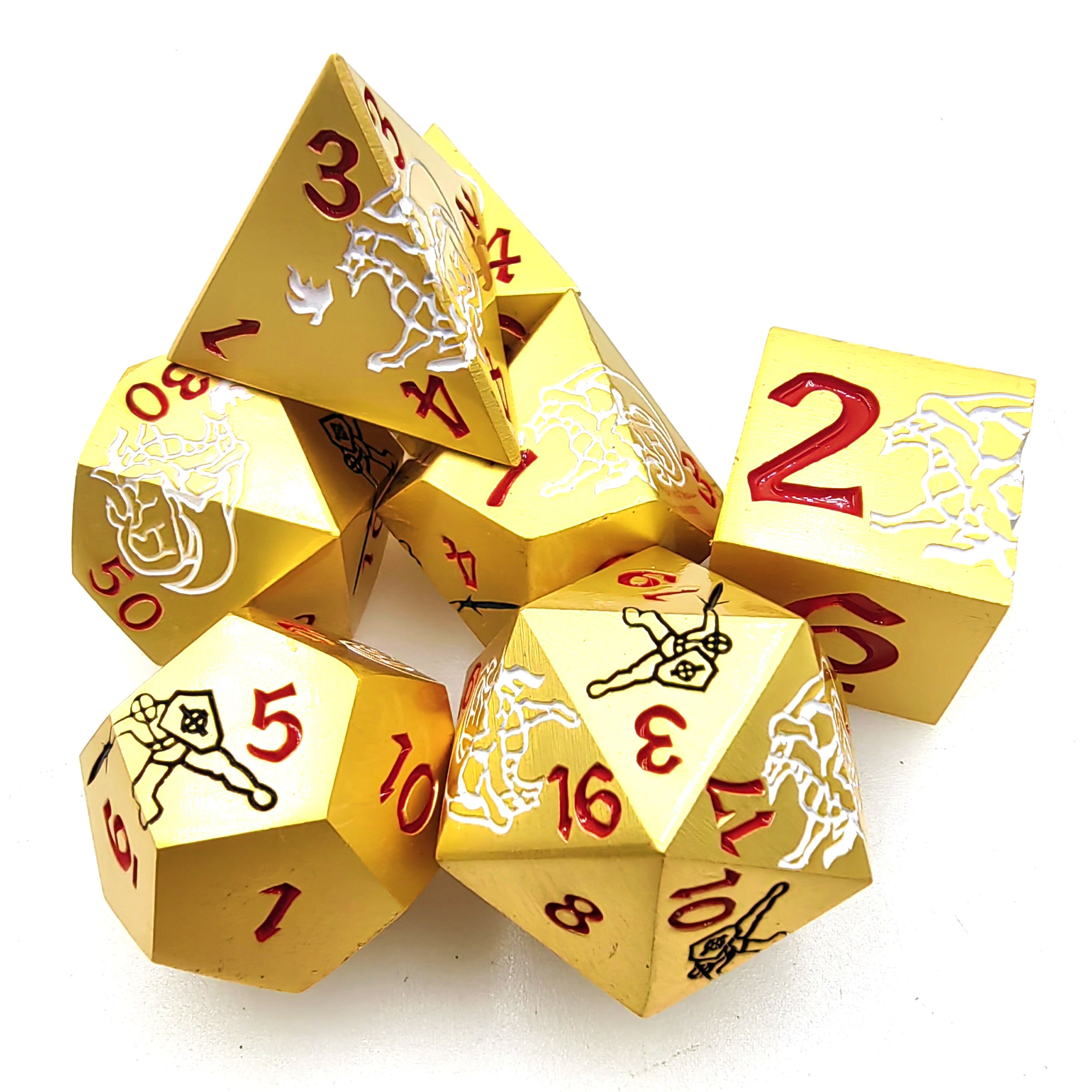 DND Metal Dice Set Polyhedral Dice Set for DND Dungeons and Dragons Warhammer RPG Role Playing Games Dragon and the Brave