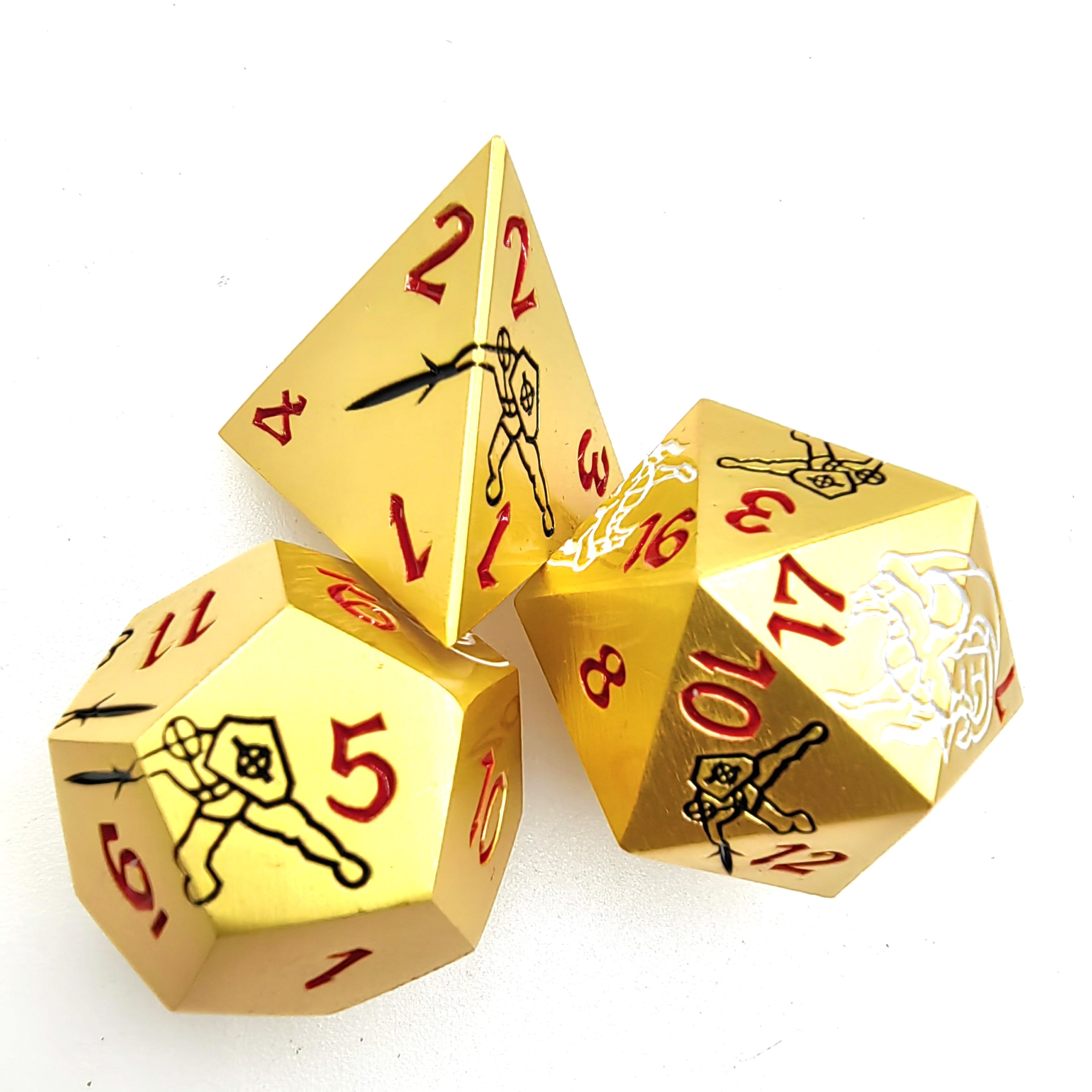 DND Metal Dice Set Polyhedral Dice Set for DND Dungeons and Dragons Warhammer RPG Role Playing Games Dragon and the Brave