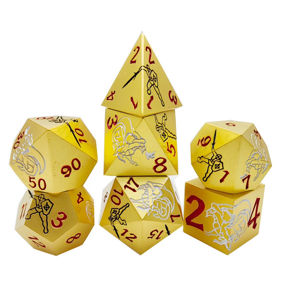 DND Metal Dice Set Polyhedral Dice Set for DND Dungeons and Dragons Warhammer RPG Role Playing Games Dragon and the Brave