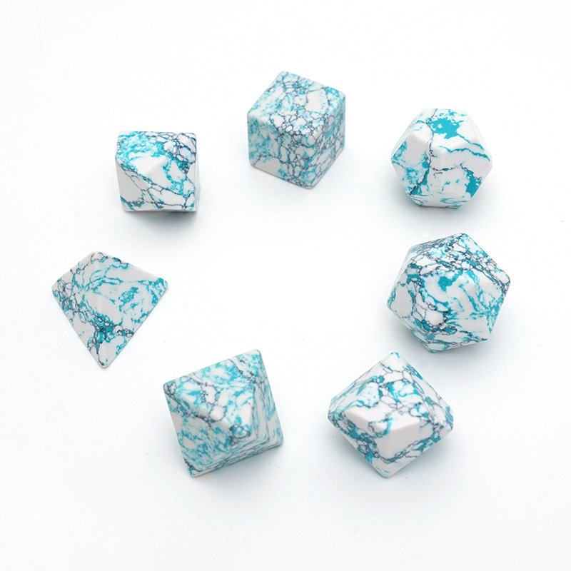 Factory Wholesale Customized White Green Turquoise Dice Set for Dungeons and Dragons RPG DND Gemstone Dice Set