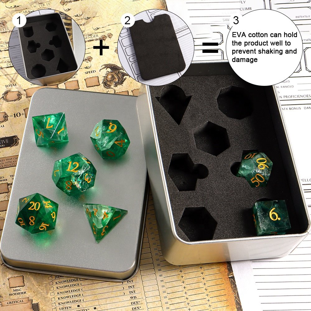 Wholesale Game Dice DND Gem Dice Natural Green Fluorite Stone Dice For Dungeons and Dragons RPG