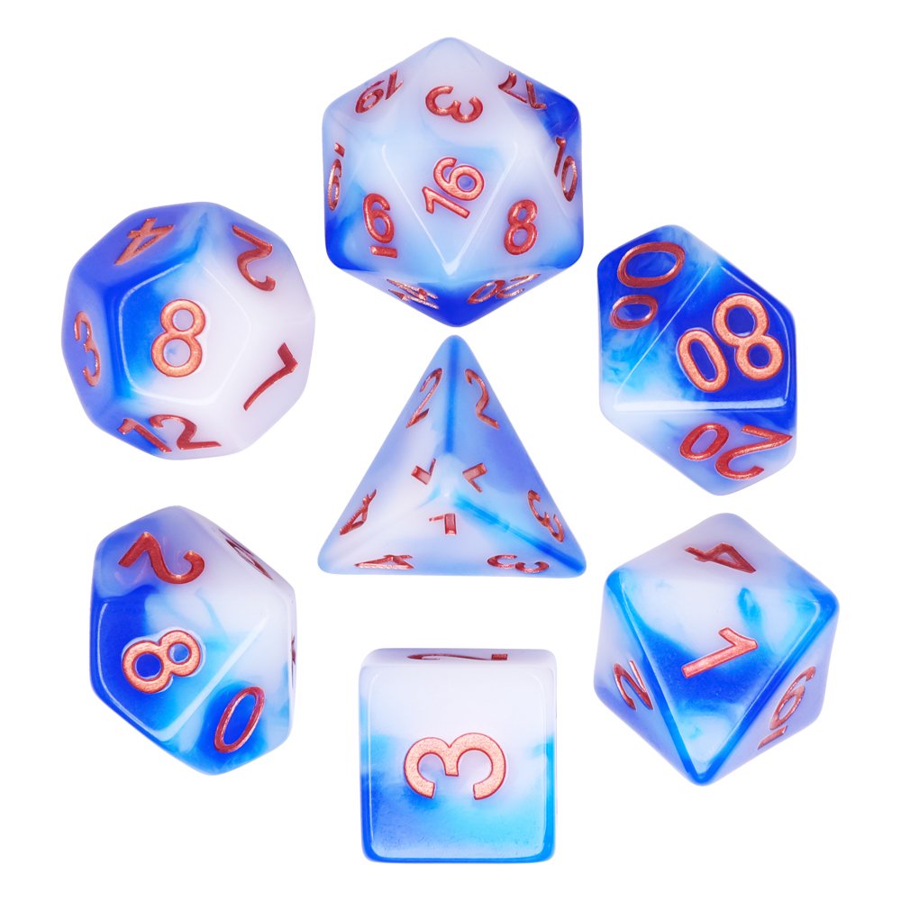 16mm Handmade Polyhedral Resin Layer DND Dice Set Customizable Logo 7-Piece Plastic Board Game Accessory