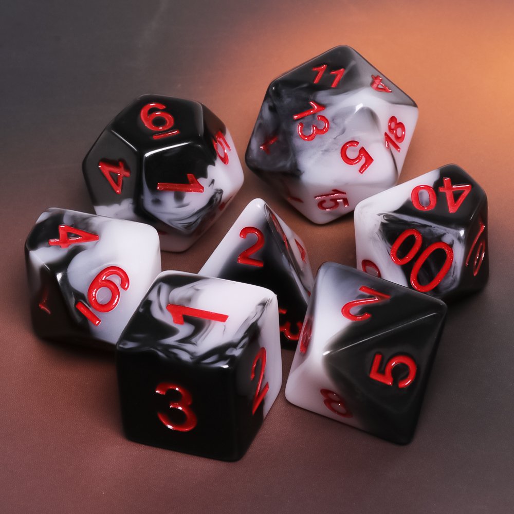 16mm Handmade Polyhedral Resin Layer DND Dice Set Customizable Logo 7-Piece Plastic Board Game Accessory