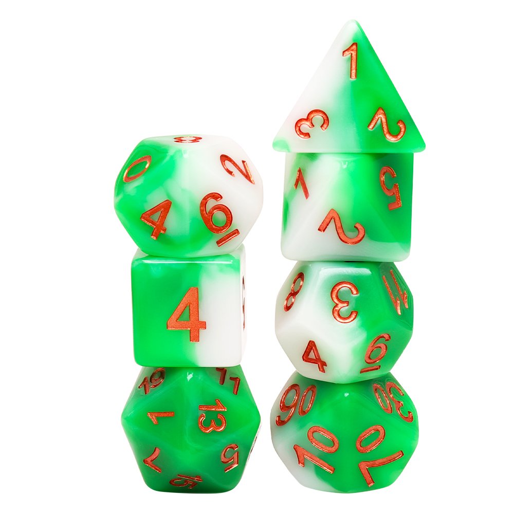 16mm Handmade Polyhedral Resin Layer DND Dice Set Customizable Logo 7-Piece Plastic Board Game Accessory