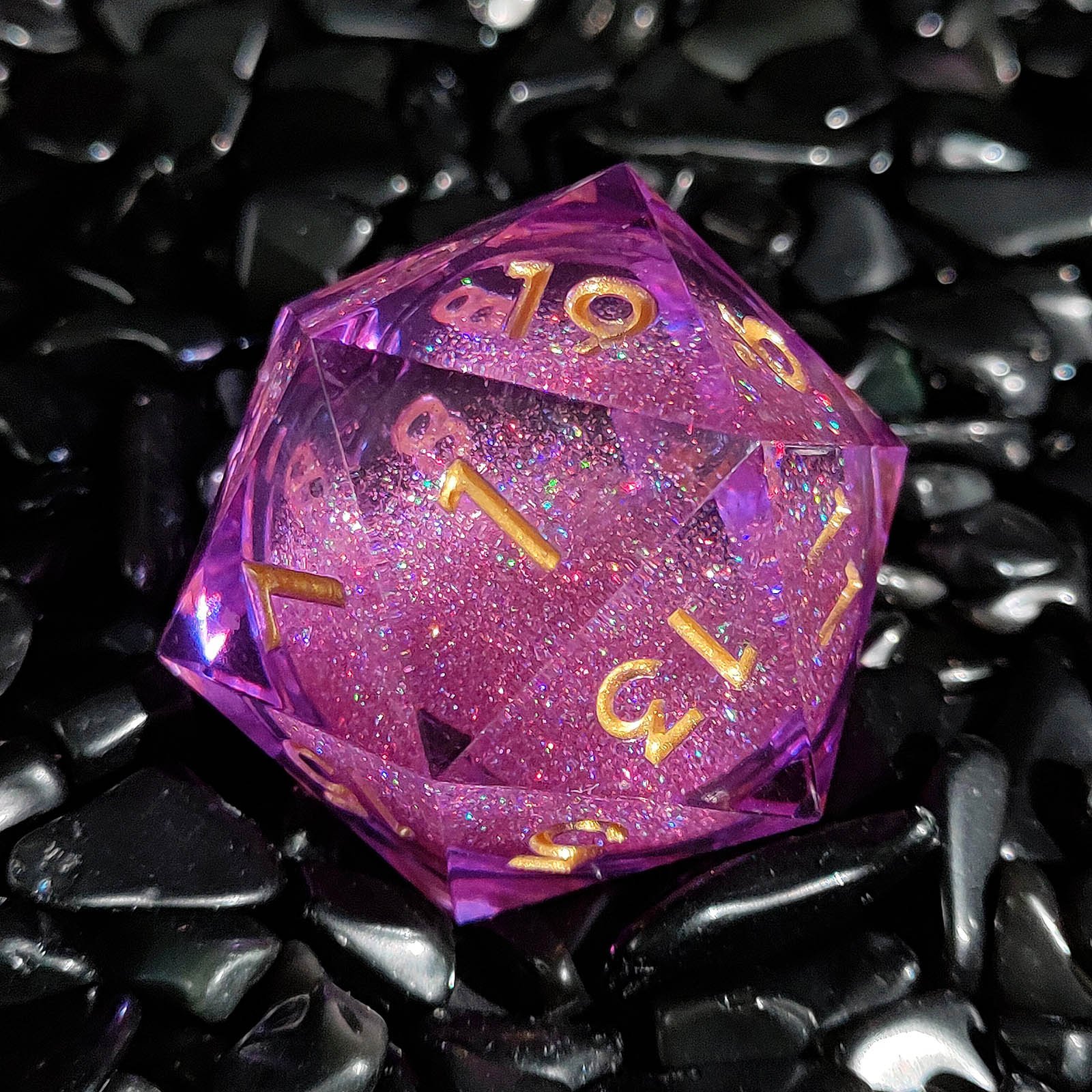 Christmas D20 Multi-sided Polyhedral Eco Friendly Pink Resin Dnd Dice Glitter