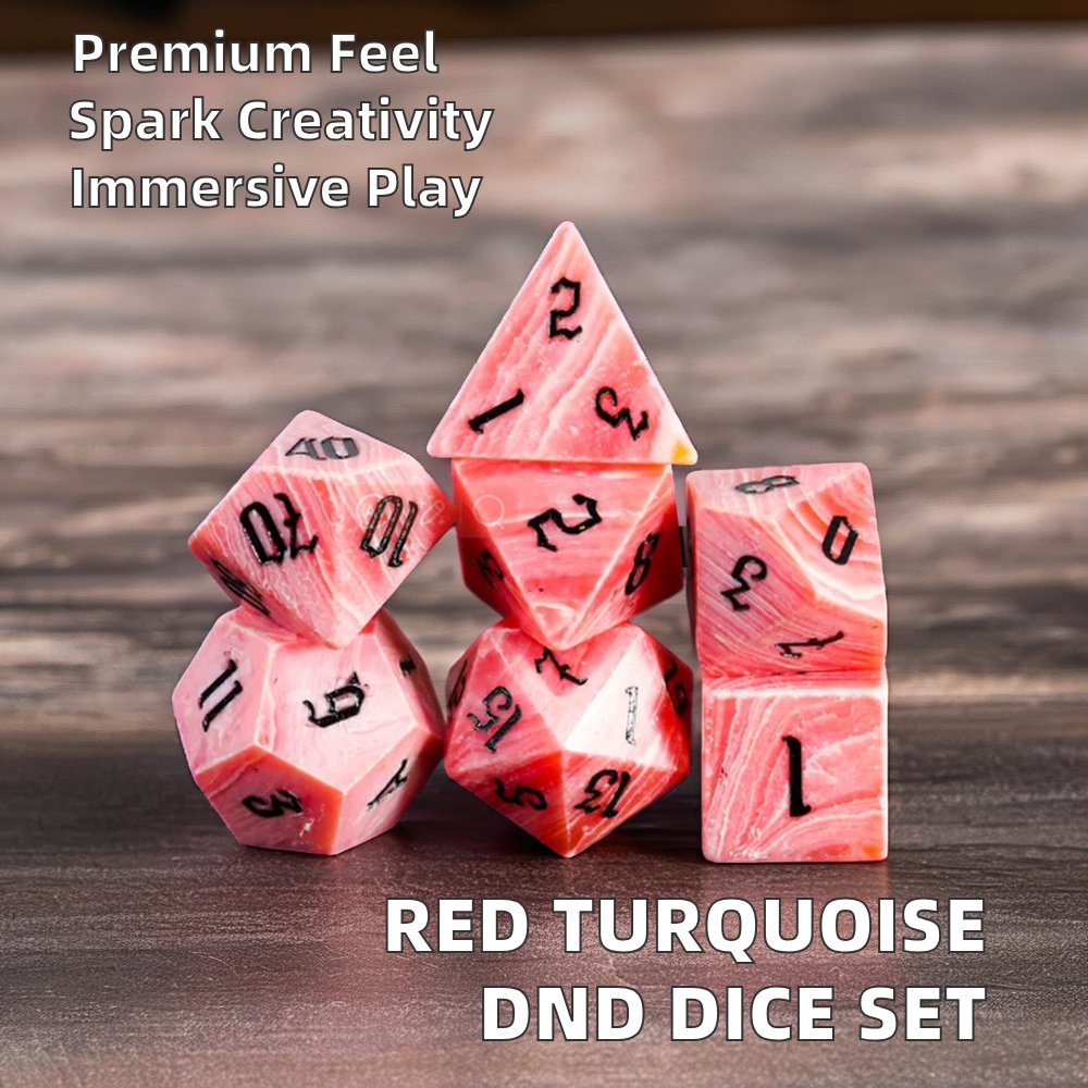 Wholesale DND Man-Made Red Turquoise Stone Dice Set for Dungeons and Dragons RPG