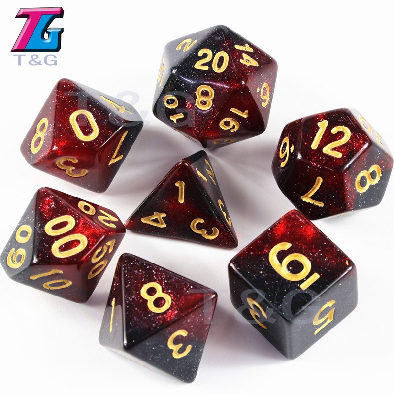 Game Pieces 7pcs Polyhedral Sets Galaxy Purple Black Dice