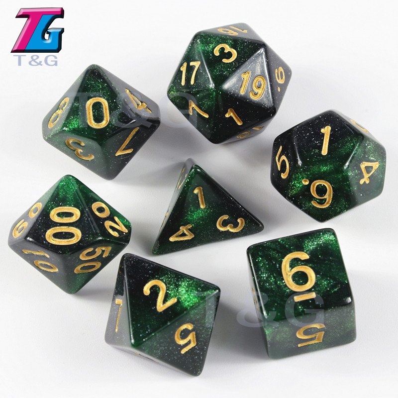 Game Pieces 7pcs Polyhedral Sets Galaxy Purple Black Dice