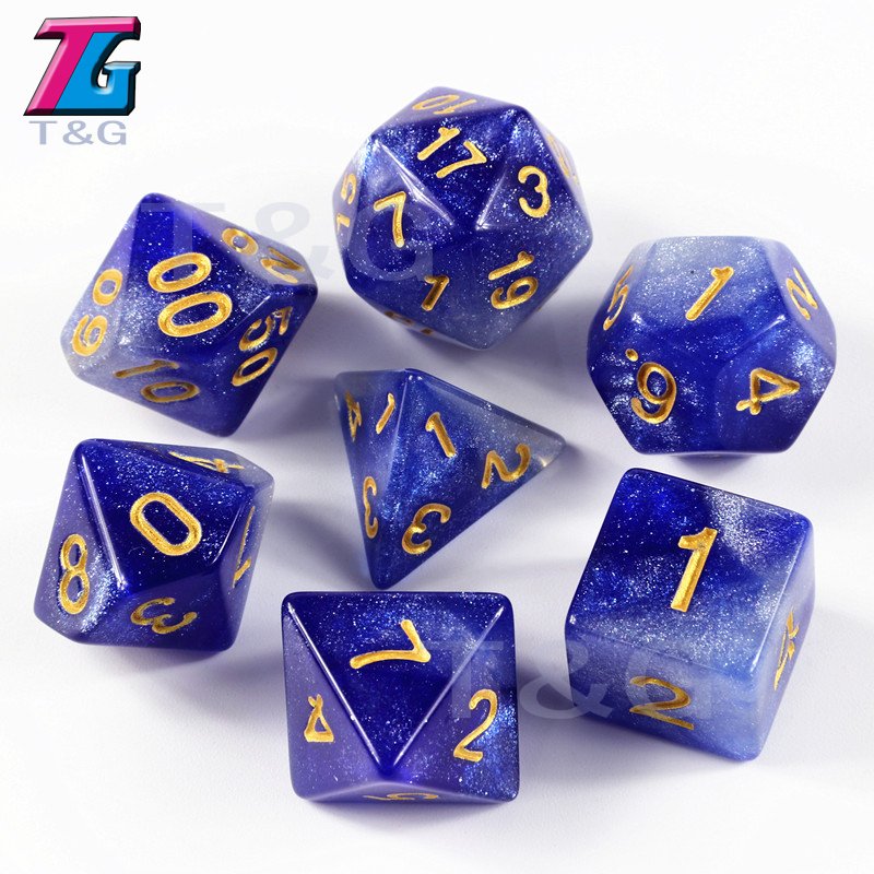 Game Pieces 7pcs Polyhedral Sets Galaxy Purple Black Dice