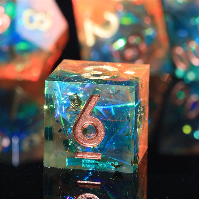 MINI PLANET Custom Handmade Resin Dragon and Dungeon DND RPG Dice Set 7pcs Polyhedral Board Game Dice with Sharp Edges