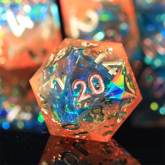 MINI PLANET Custom Handmade Resin Dragon and Dungeon DND RPG Dice Set 7pcs Polyhedral Board Game Dice with Sharp Edges