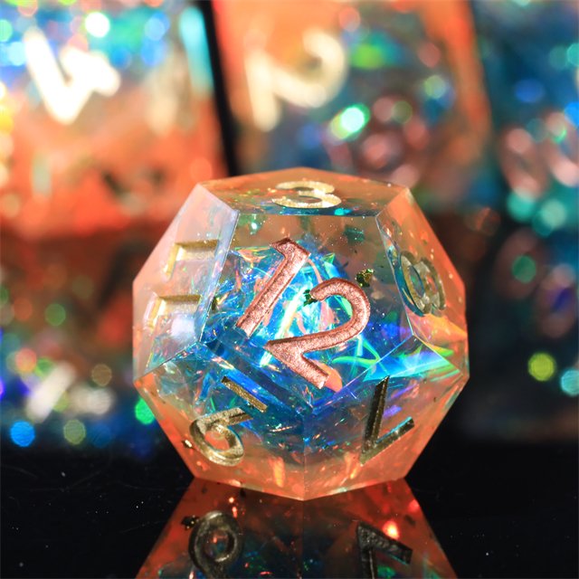 MINI PLANET Custom Handmade Resin Dragon and Dungeon DND RPG Dice Set 7pcs Polyhedral Board Game Dice with Sharp Edges
