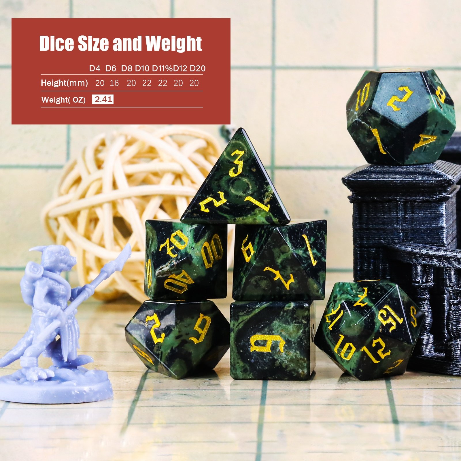 Factory Wholesale Hot Sale High Quality Bird Stone Dice Set For Dungeons And Dragons RPG