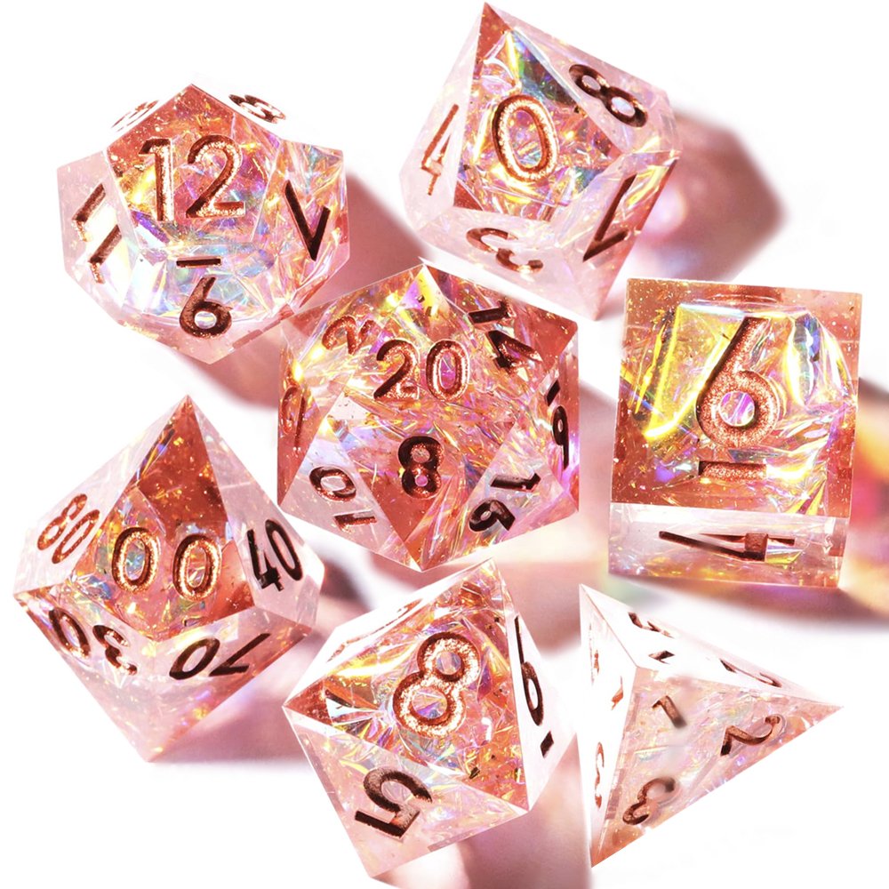MINI PLANET DND Dice Set Handmade Colored Polyhedral Resin Dice with Sharp Edges For TRPG Games Custom DND Dice Set and D6 D20
