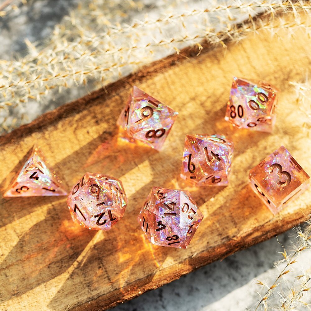 MINI PLANET DND Dice Set Handmade Colored Polyhedral Resin Dice with Sharp Edges For TRPG Games Custom DND Dice Set and D6 D20