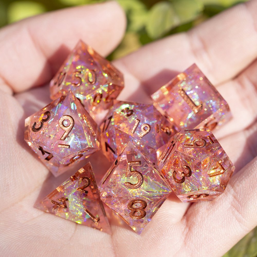 MINI PLANET DND Dice Set Handmade Colored Polyhedral Resin Dice with Sharp Edges For TRPG Games Custom DND Dice Set and D6 D20