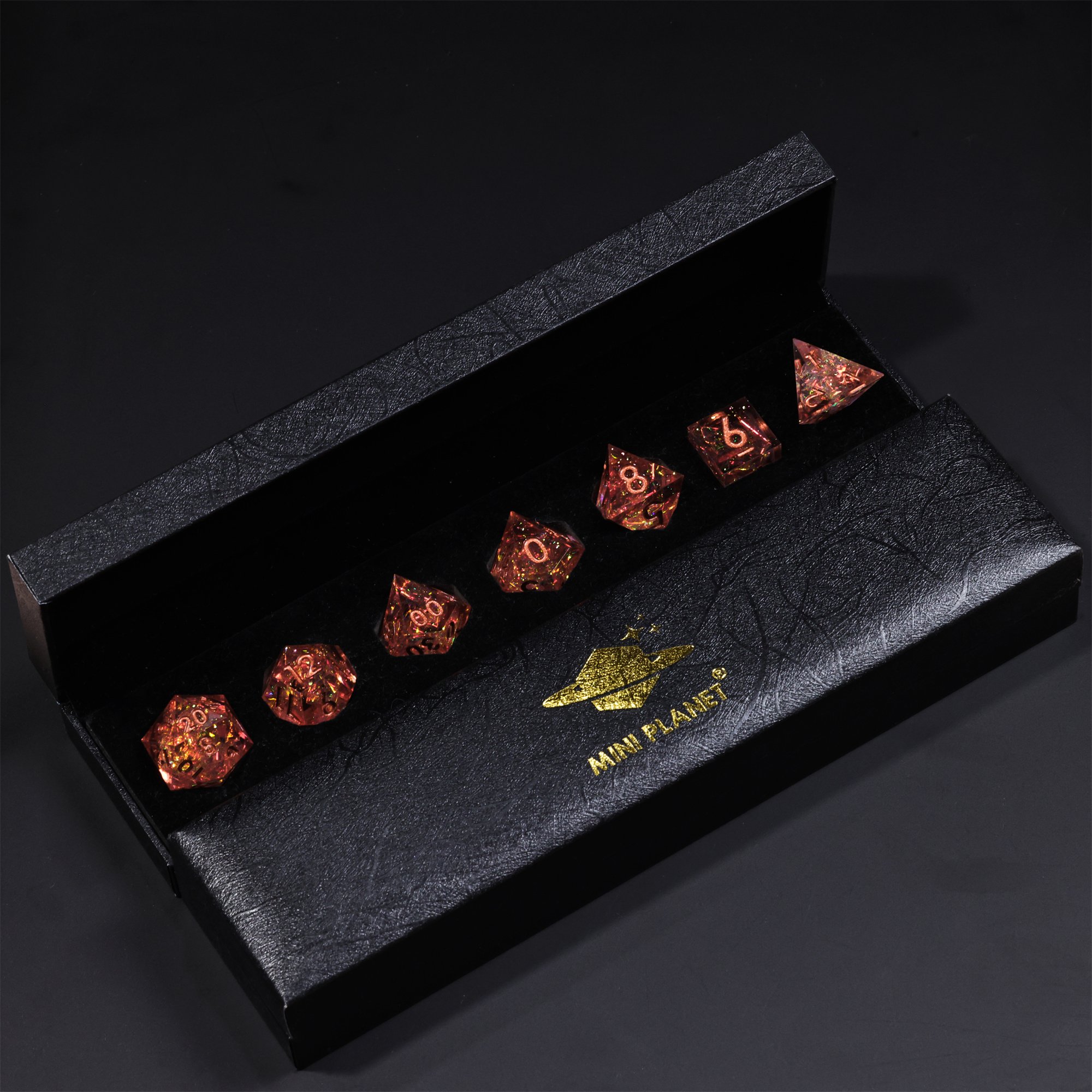 MINI PLANET DND Dice Set Handmade Colored Polyhedral Resin Dice with Sharp Edges For TRPG Games Custom DND Dice Set and D6 D20