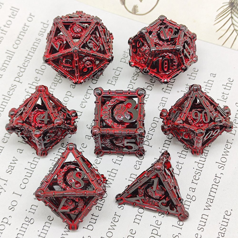 Wholesales metal Hollow dice 7pcs d&d dice