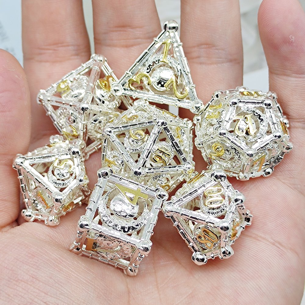 Wholesales metal Hollow dice 7pcs d&d dice