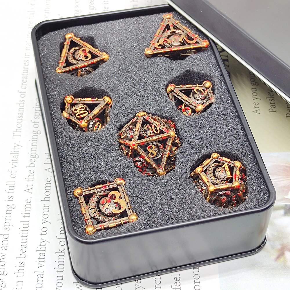 Wholesales metal Hollow dice 7pcs d&d dice