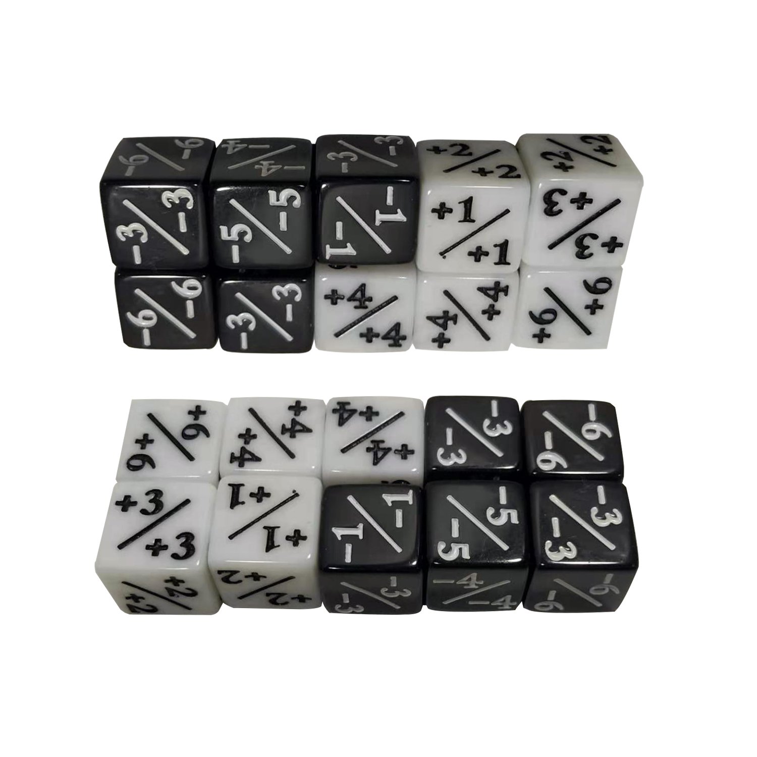 16mm Custom Acrylic D20 Plus and Minus Number Dice 7pcs Square-shaped Board Game Dice for Education and Entertainment Model D6