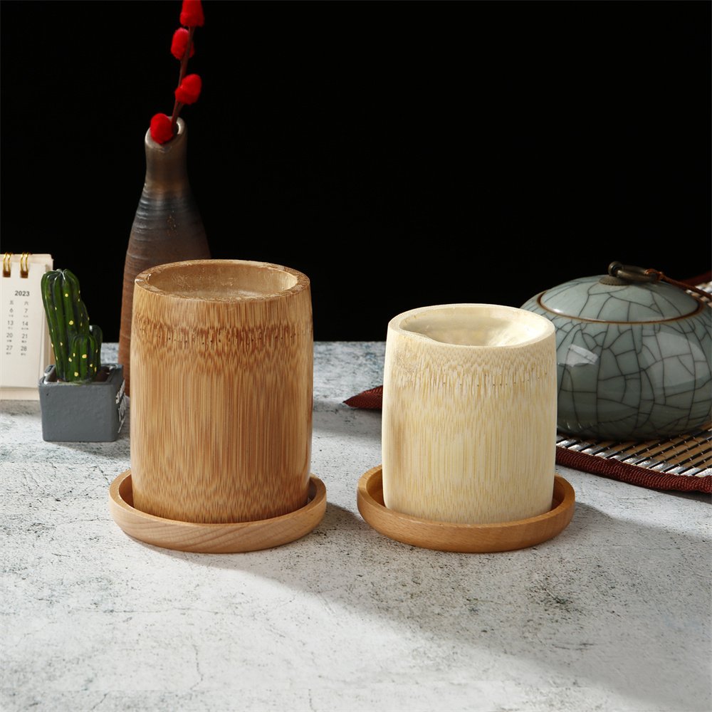 New Bamboo Tube Dice Cup Folk Art Style Wooden Straight Tube KTV Bar Cup with Complimentary 5PCS Dice Souvenir