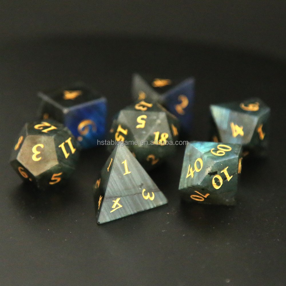 Blue Labradorite Stone Dice Dungeons And Dragons Dice Set For Dnd Rpg