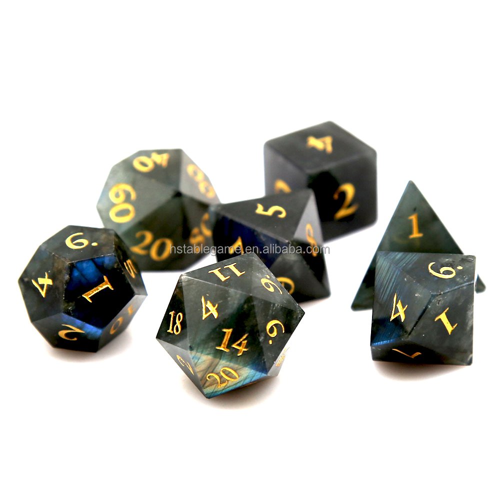 Blue Labradorite Stone Dice Dungeons And Dragons Dice Set For Dnd Rpg
