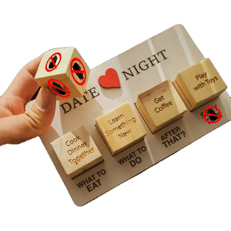2024 New Arrivals Custom 6-Sided Beech Game Cube Customized Red Love Romantic Creative Fun Wooden Dice Toy For Girls Boys